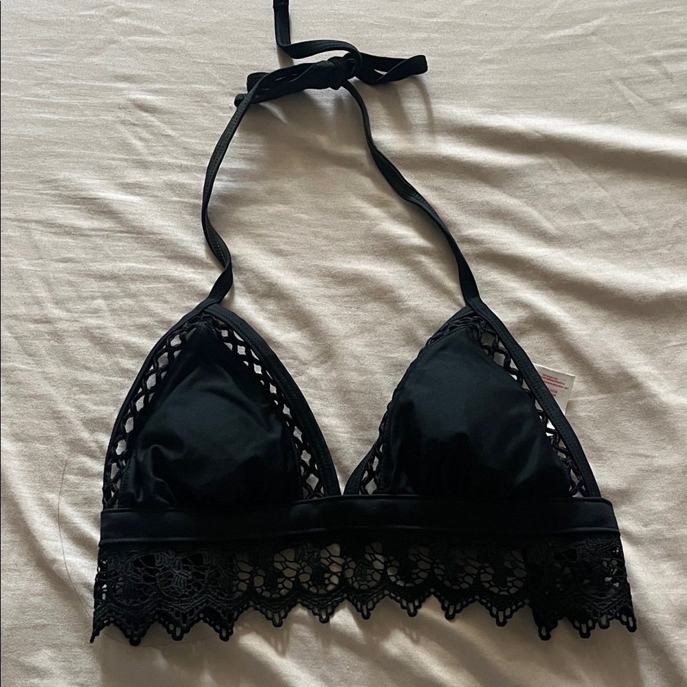 Xhilaration Black Lace Halter Bikini Top